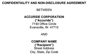 Agreement title from Accuride Corporation NDA