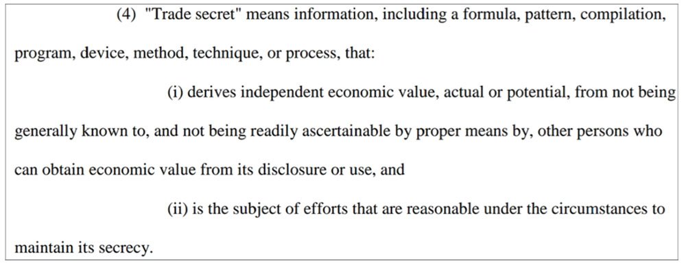 The definition of a trade secret under UTSA act