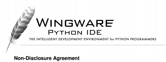 Wingware agreement title uses Non-Disclosure