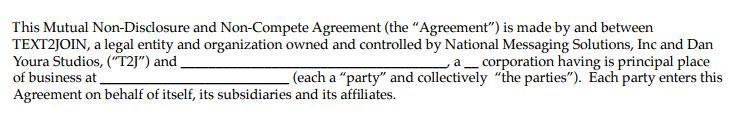 Youra: Introduction in joint agreement of non-disclosure/non-compete