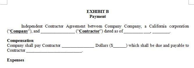 Compensation clause from a sample Independent Contractor agreement