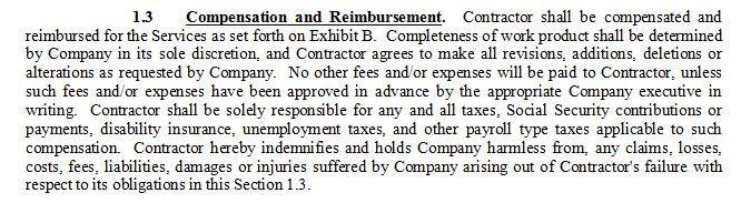 Compensation clause from University of Chapman agreement