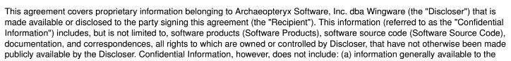The Definition of Confidential Information from Wingware NDA