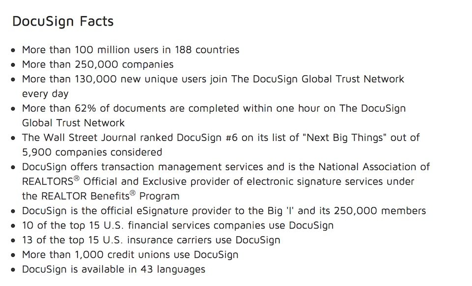 Updated facts for DocuSign in 2017
