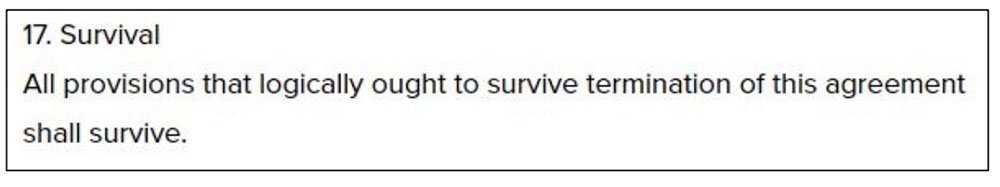 Example of a Survival Term clause in NDA agreement