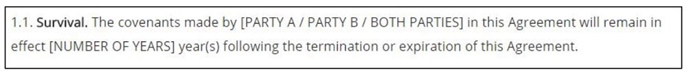 Example of a Survival Term with Specific Time clause in NDA agreement