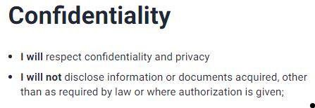 The clause Confidentiality from Freelancer Code of Conduct