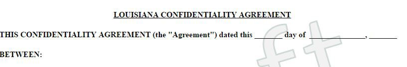 Louisiana Confidentiality Agreement