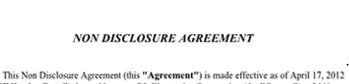 Non-disclosure agreement as a term for the title
