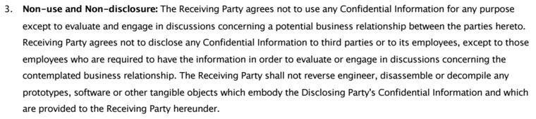 The clauses of non-use and non-disclosure from Thoughtbot mutual agreement