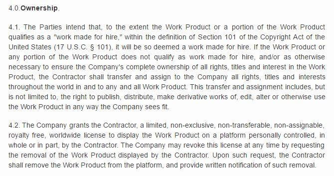 Example of Ownership/Work-for-hire clause in Independent Contractor agreement