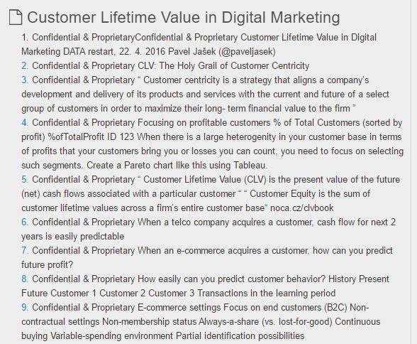 SlideShare: Confidential and Proprietary Tag on Customer Lifetime Value