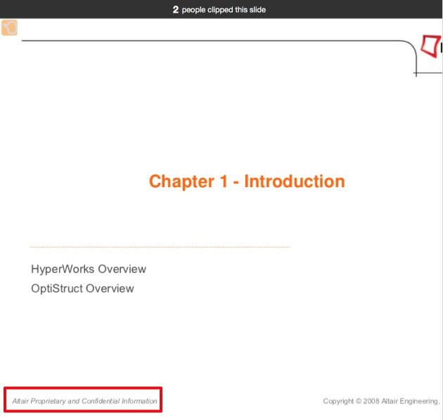 SlideShare: Highlight Proprietary Tag on Optistruct Optimization