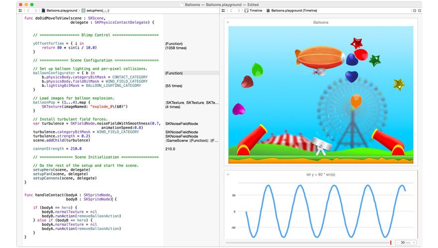 Screenshot from Swift Interactive Playground