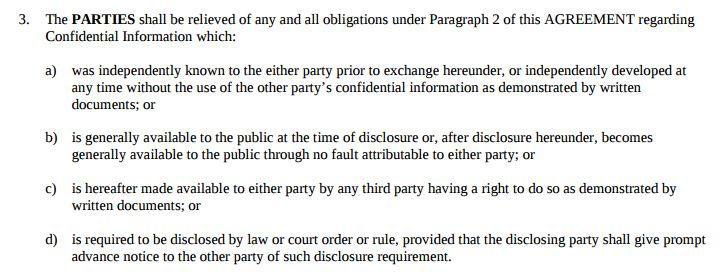 The 4 exceptions of confidentiality in non-disclosure of University of Connecticut