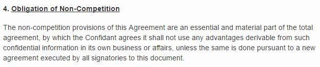 Docracy: Clause of Obligation of Non-competition in agreement