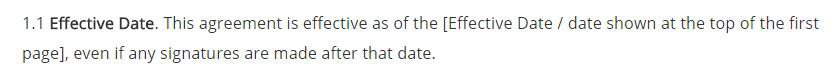 Example of Effective Date clause in NDA agreement